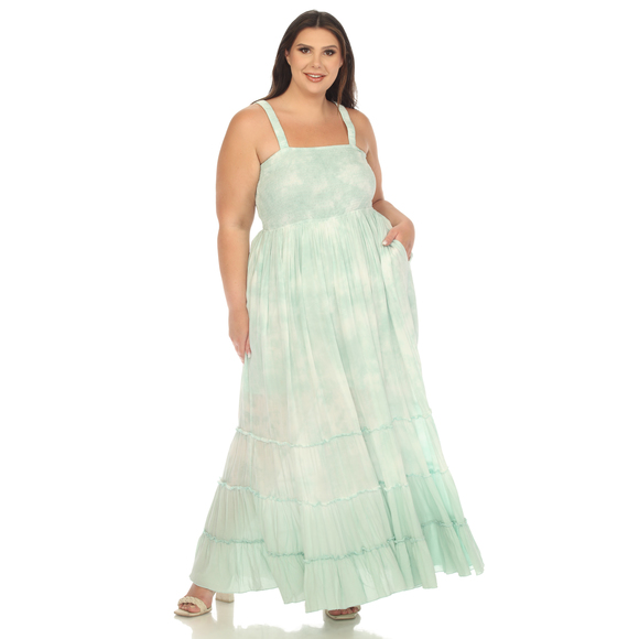 Plus Size Smocked Ruffle Maxi Dress - Picture 1 of 5